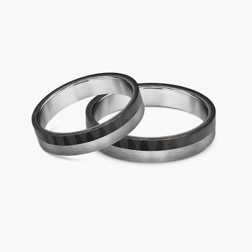 Obrączki ślubne: carbon, tytan, płaskie, 4 mm